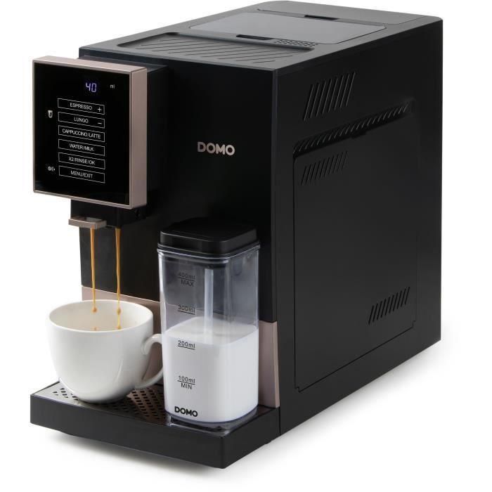 Domo DO743K Cafetera espresso automática con molinillo 1350 W 19 bar 125 g de café Negra Domo DO743K Cafetera espresso automática con molinillo 1350 W 19 bar 125 g de café Negra