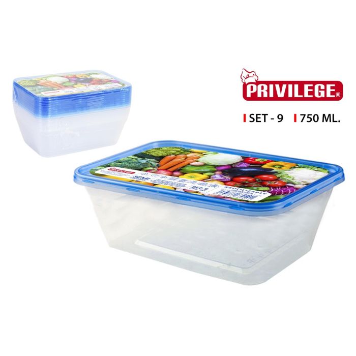 Set 9 Semidesechables Rectangulares 750 ml Privilege (24 Cajas) Set 9 Semidesechables Rectangulares 750 ml Privilege (24 Cajas)