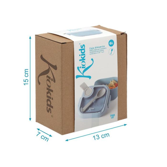 Caja Amuerzo Azul Con Cuchara Gris 4