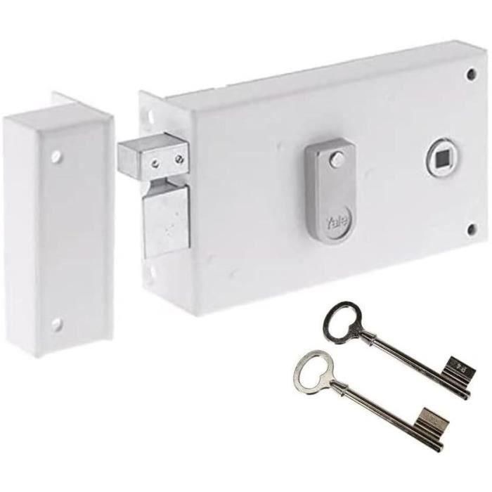 Yale YAH37G YAL6923923487588 Cerradura Horizontal de Superficie con Rodillo, Blanco, 2 Llaves, Izquierda para Rejilla y Cancela