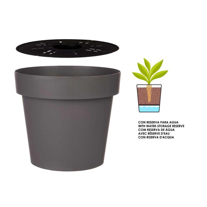 Maceta Plastico Gris Con Reserva Agua 30Cm Ibergarden (6 Unidades) 1 Maceta Plastico Gris Con Reserva Agua 30Cm Ibergarden (6 Unidades) 1