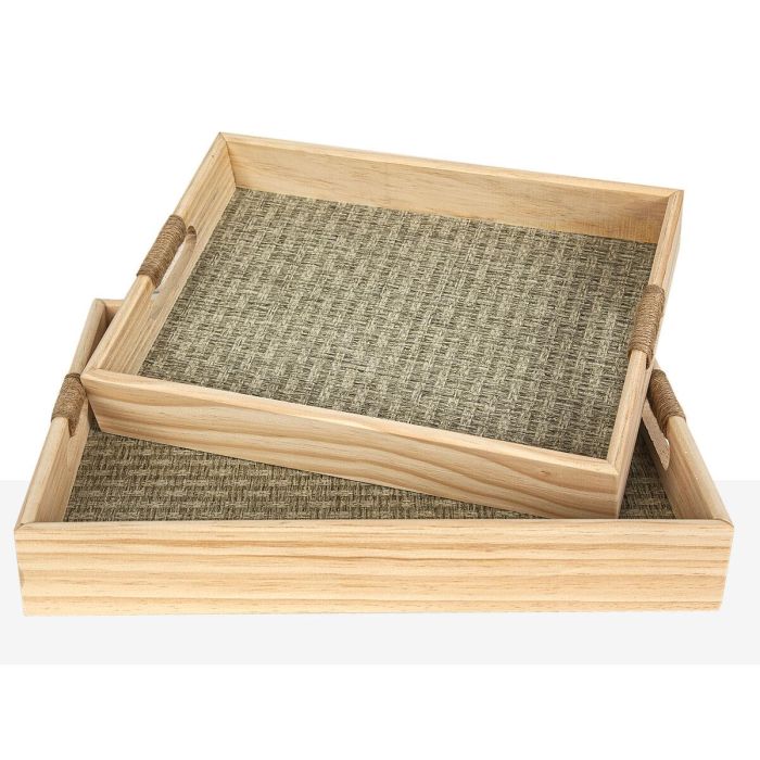 Juego de Bandejas Romimex Natural Madera 40 x 5 x 30 cm 35 x 25 x 5 cm 2 Piezas 1