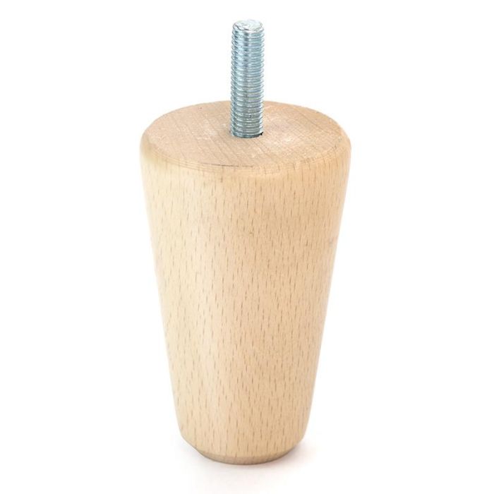 Q&Q Pata Cónica de Madera Natural - 80mm Altura, Métrica M8 para Sofás, Sillones, Butacas y Muebles de Hogar