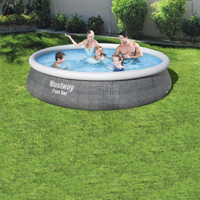 Bestway Piscina Hinchable Adulto Aro Ratan con Depurador 396x84 cm Jardin 57376 8