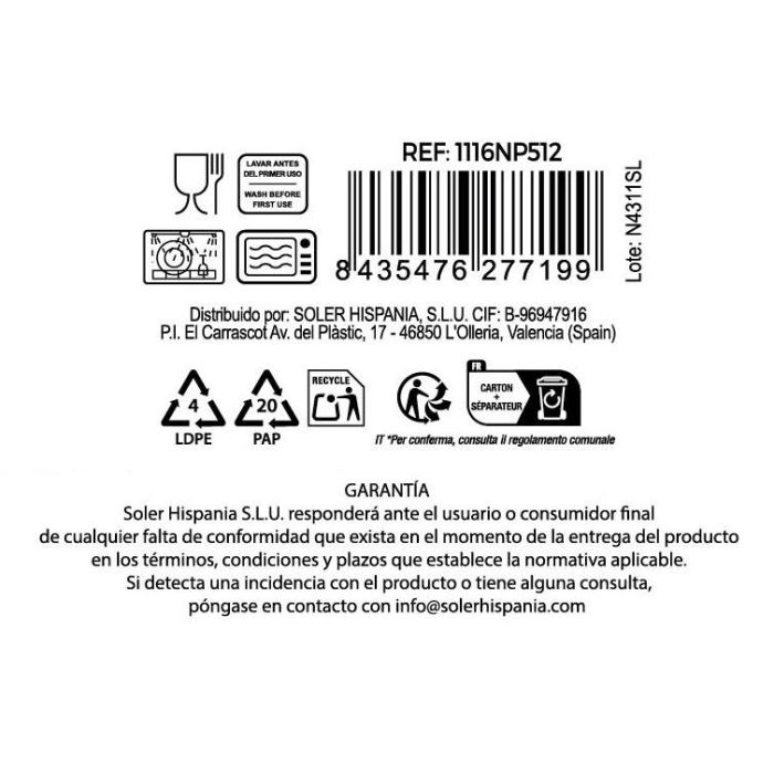 La Mediterranea Vajilla 12Pcs Red.Opal "Temara" 26.5 cm, 20.5 cm, 19 cm (2 Unidades)