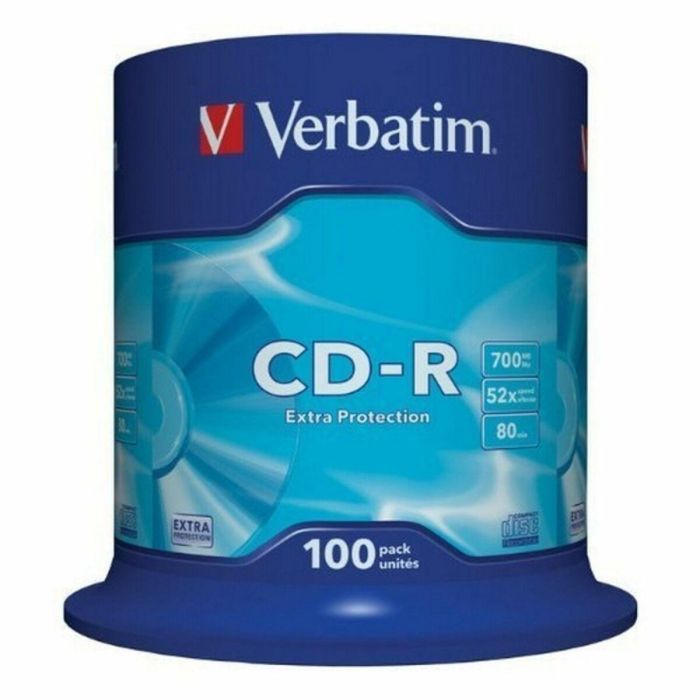 Verbatim 43411 CD-R Datalife 700MB 52X Tarrina 100 unidades Superficie Extra Protection 8 Verbatim 43411 CD-R Datalife 700MB 52X Tarrina 100 unidades Superficie Extra Protection 8