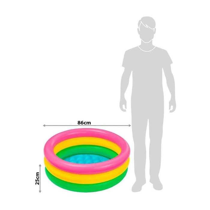 Intex Piscina Hinchable 3 Aros Colores con Suelo Hinchable para Niños de 1 a 3 Años, 86x25 cm 1