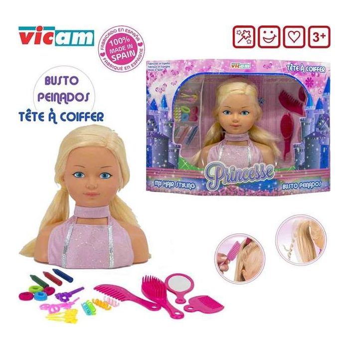 Vicam Busto Princesa para Peinar y Decorar con Accesorios 54x14,5x38 cm 2
