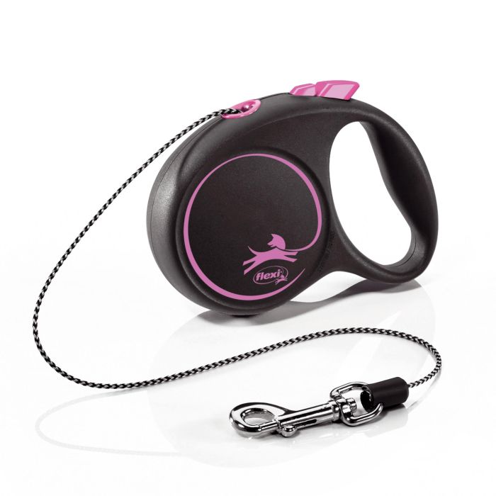 Flexi Correa Retráctil Black Design XS para Perros, Cordón Rosa de 3 Metros, Carcasa Negra, Plástico/Nylon Resistente 1 Flexi Correa Retráctil Black Design XS para Perros, Cordón Rosa de 3 Metros, Carcasa Negra, Plástico/Nylon Resistente 1