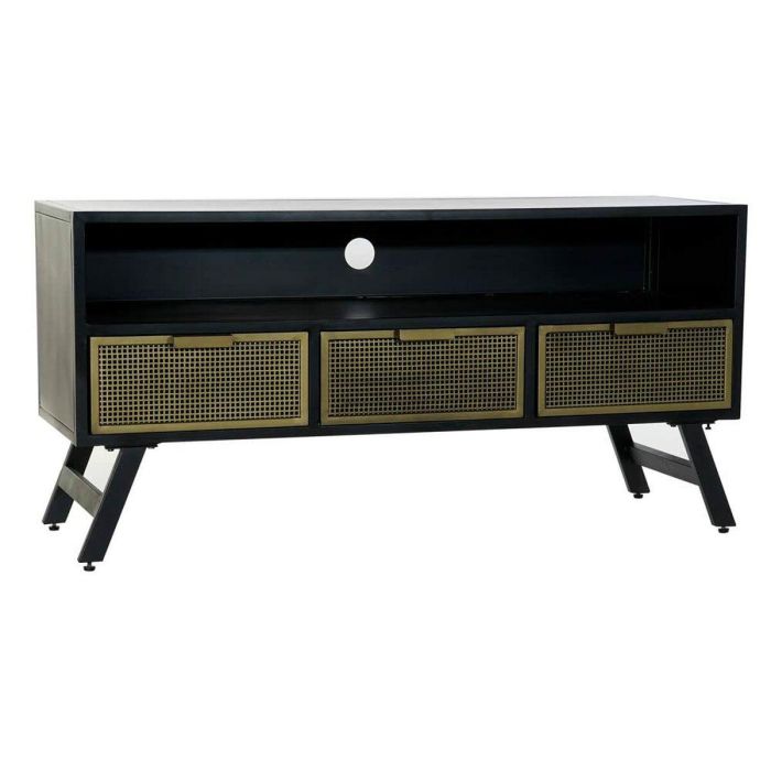 Mueble Tv Vintage DKD Home Decor Negro Dorado 41 x 62 x 125 cm