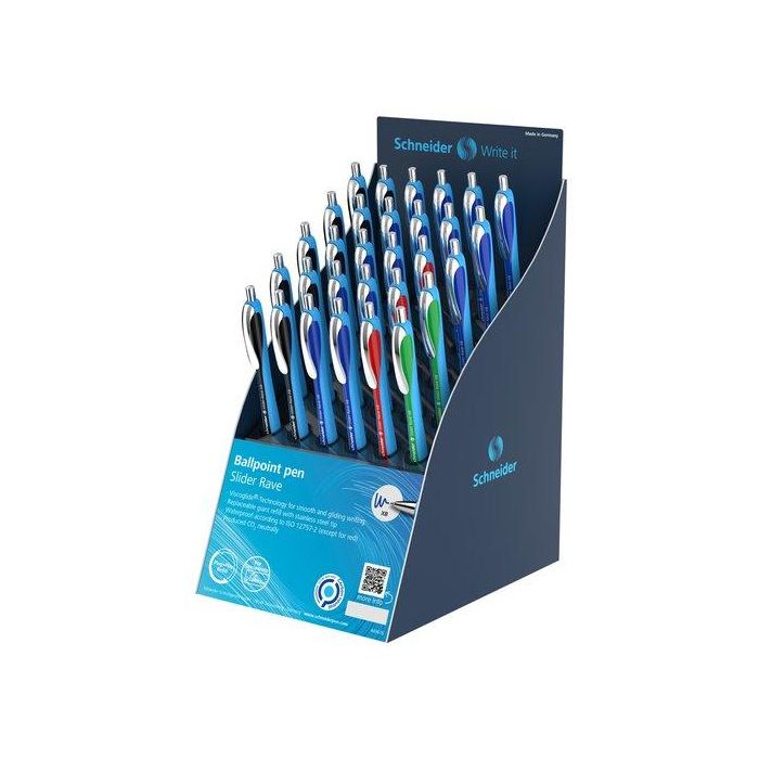 Boligrafo Schneider Slider Rave Xb Expositor De 30 (15X Azul, 10X Negro, 3X Rojo, 2X Verde)