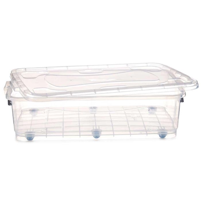 Bajo Cama 6 Ruedas Transparente 40L Kipit 46X20CM (6 Unidades) 2 Bajo Cama 6 Ruedas Transparente 40L Kipit 46X20CM (6 Unidades) 2