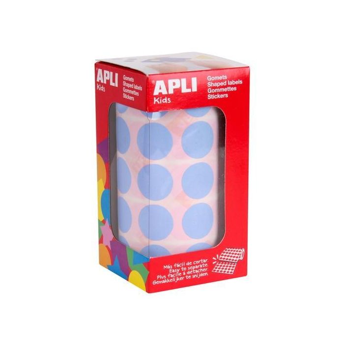 Apli Gomets Redondos 20 mm Rollo Azul Claro -Rollo 1.770 Unidades- Apli Gomets Redondos 20 mm Rollo Azul Claro -Rollo 1.770 Unidades-
