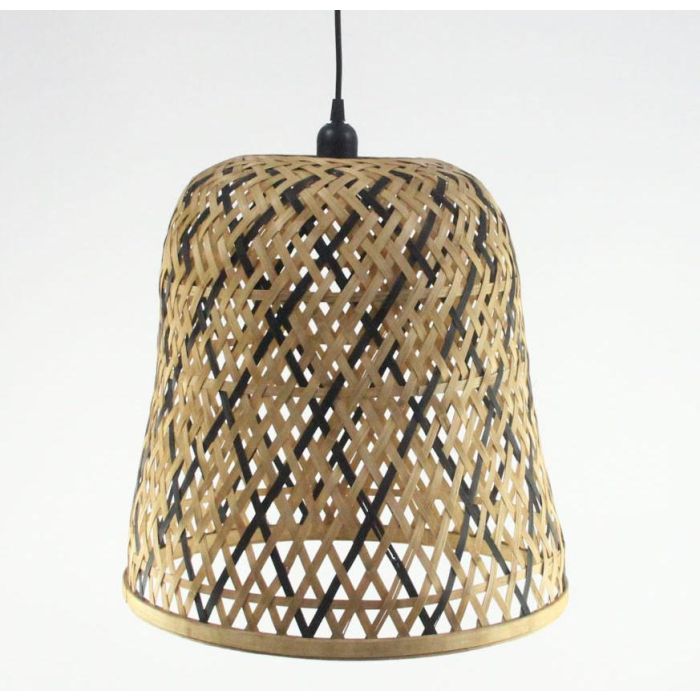 DKD Home Decor Lámpara de Techo Estilo Tropical de Ratán, Marrón Negro, 41x39x41 cm, para 1 Bombilla E27 50W, Cable 135 cm