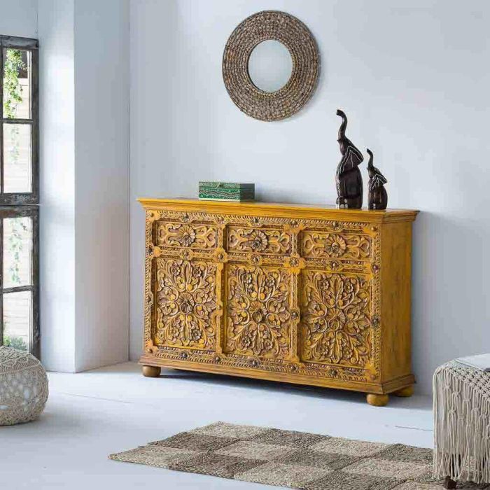 Aparador Alexandra House Living Amarillo Hierro Madera de mango 45 x 96 x 147 cm 8