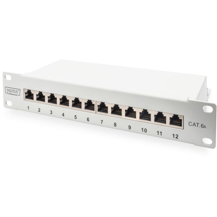 DIGITUS Cat.6A Patch Panel. geschirmt. 12-Port. 10". grau