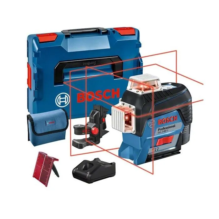 Bosch Professional 0601063R02 Láser de Línea 12V GLL 3-80 C + Batería GBA 2Ah + Cargador + Caja L-BOXX 2