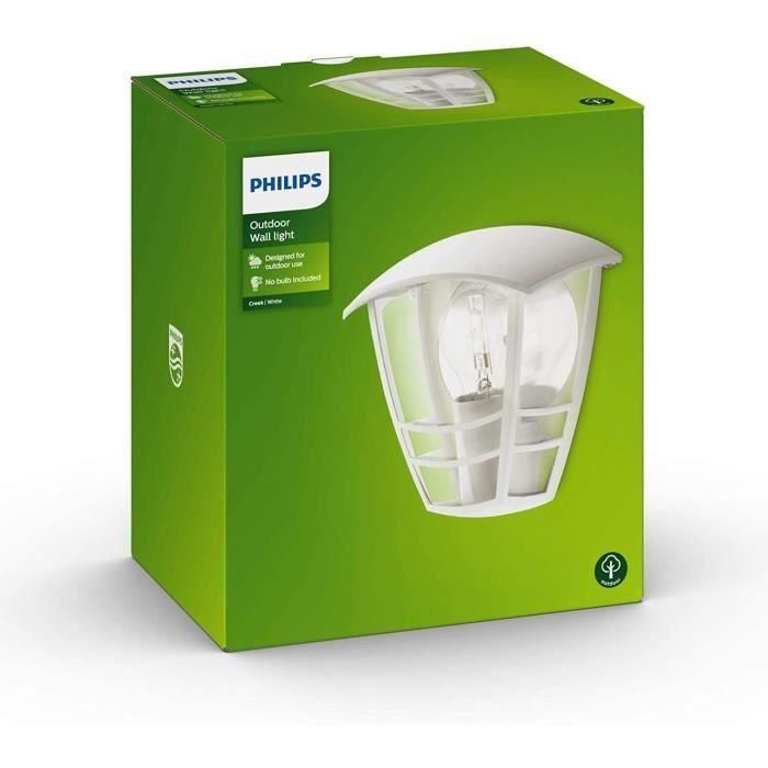 Philips Aplique de Exterior Creek Blanco Aluminio H19,5cm con difusor de Policarbonato Philips Aplique de Exterior Creek Blanco Aluminio H19,5cm con difusor de Policarbonato