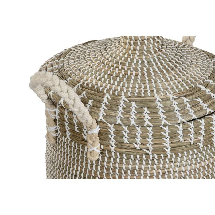 DKD Home Decor Cesta Boho Hecha a Mano de Seagrass y Algodón Natural Blanco, Set de 5, 45x64x45 cm 3 DKD Home Decor Cesta Boho Hecha a Mano de Seagrass y Algodón Natural Blanco, Set de 5, 45x64x45 cm 3
