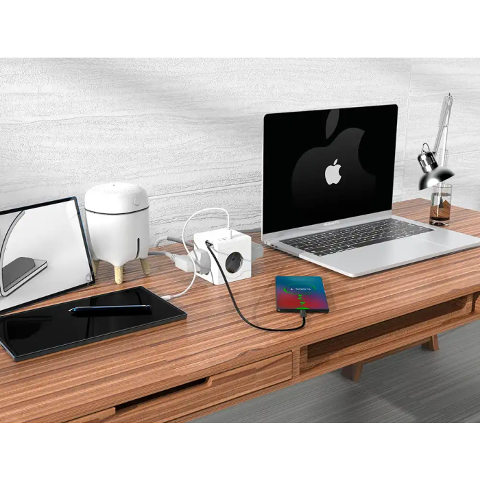 Q-connect Power Cube 6 en 1 Regleta con 3 Tomas, 2 USB y 1 USB-C para Pared 2