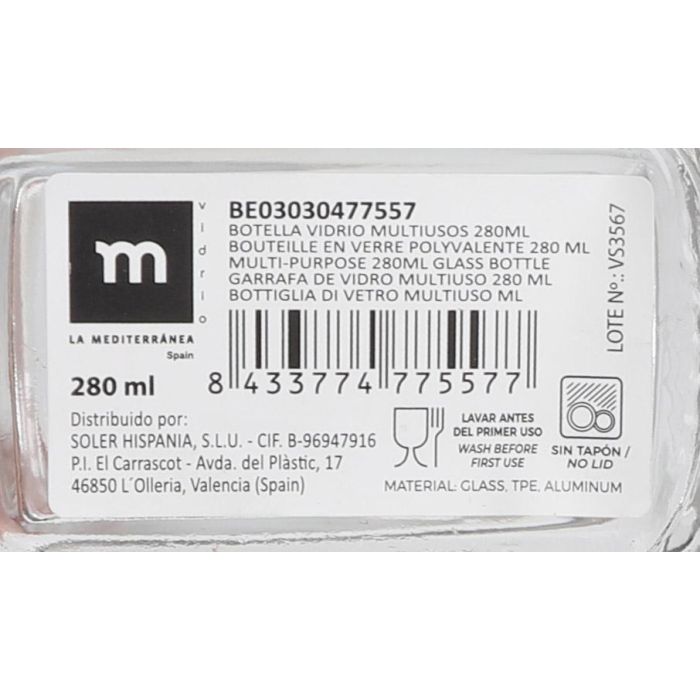 Botella de vidrio multiusos 280 ml - La Mediterranea (24 Unidades) 7 Botella de vidrio multiusos 280 ml - La Mediterranea (24 Unidades) 7