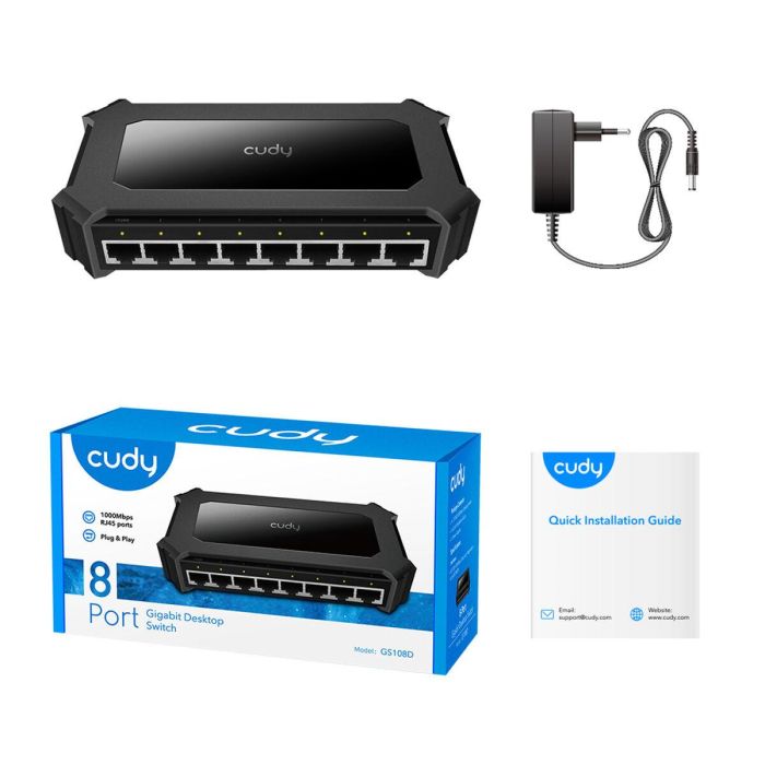 Cudy GS108D switch Gigabit Ethernet (10/100/1000) Negro 1 Cudy GS108D switch Gigabit Ethernet (10/100/1000) Negro 1