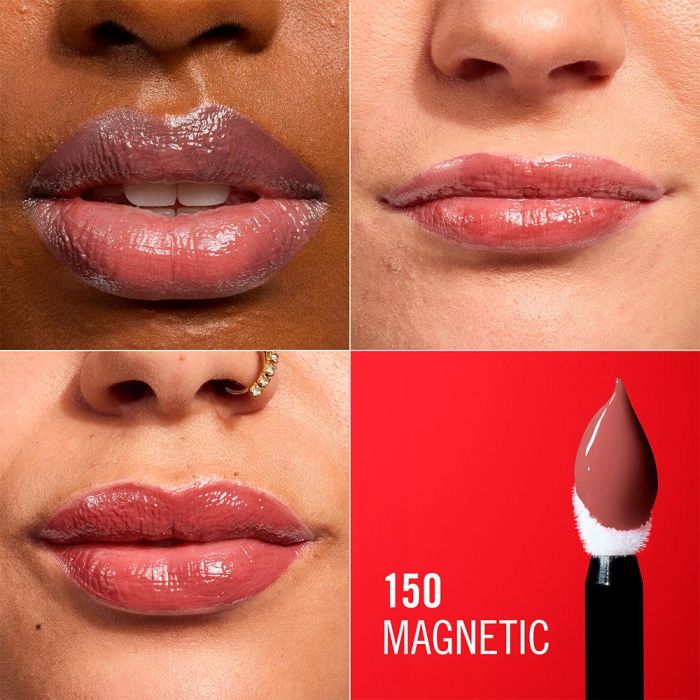 Rimmel London Thrill Seeker Lip Latex brillo de labios líquido labial #150-Magnetic 6 ml con ácido hialurónico - Acabado vibrante y de larga duración - Vegano y sin látex
