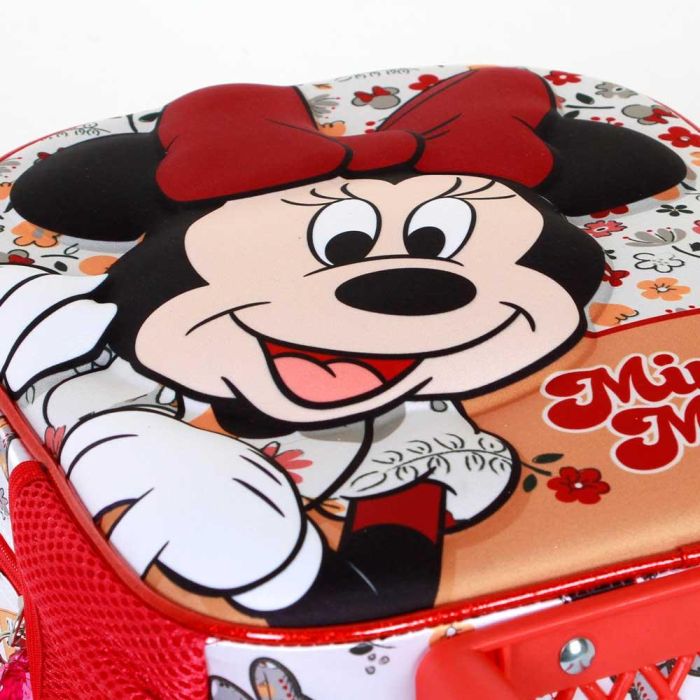 Mochila 3D con Ruedas Pequeña Flowered Disney Minnie Mouse Rojo 4