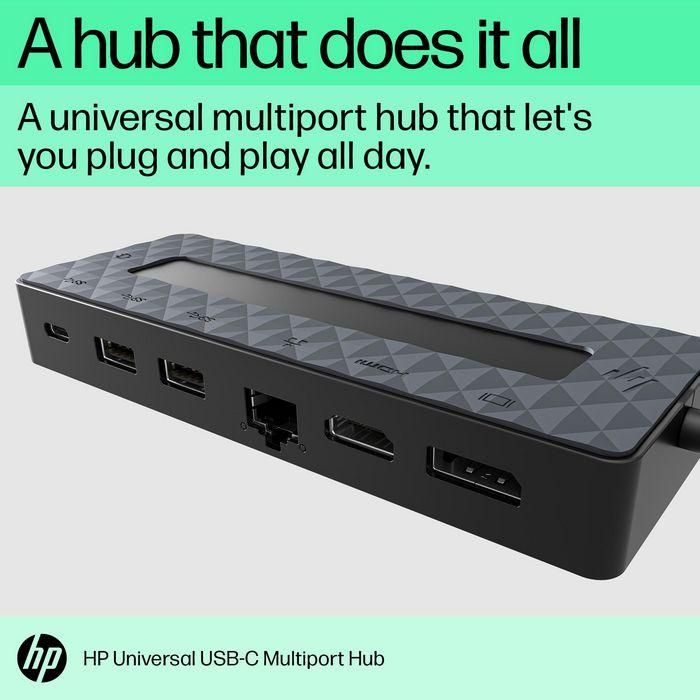 HP Universal USB-C Multiport Hub con 7 Puertos y Doble Pantalla 4K HDMI/DisplayPort para PCs Compatibles 6