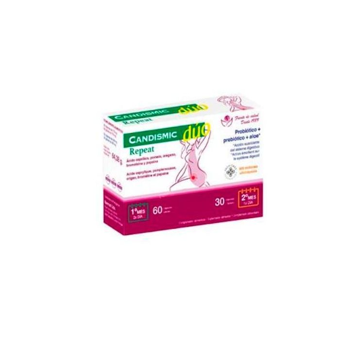 BIOSERUM Candismic Duo Repeat 90 Cápsulas - Apoyo Cándida, Vías Urinarias con Probióticos y Prebióticos, Pomelo y Orégano