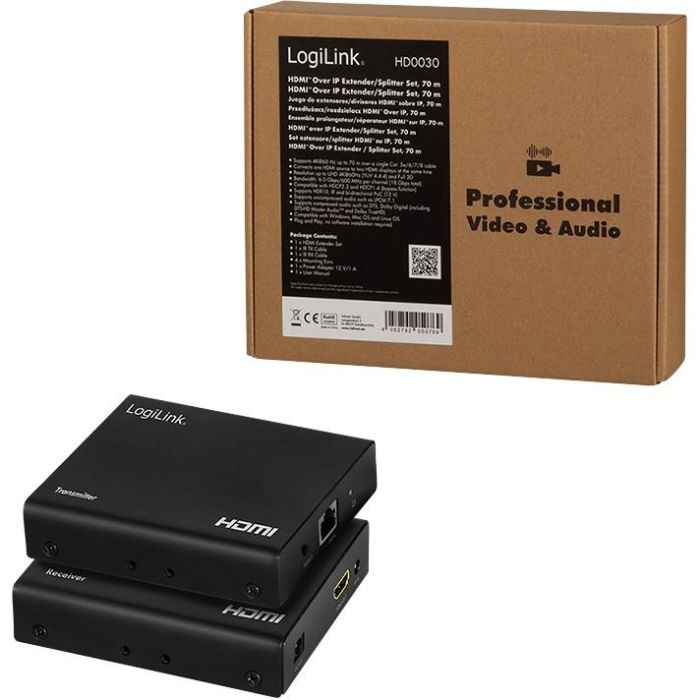 Logilink HDMI Extender/Splitter-Set über IP.70m.1x2-Port 9 Logilink HDMI Extender/Splitter-Set über IP.70m.1x2-Port 9