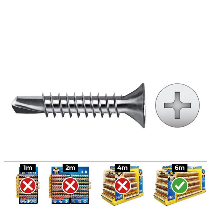 Celo Tornillo punta broca avellanado philips Din 7504p Ø5,5x50mm acero zincado - Caja 250 unid. 0 Celo Tornillo punta broca avellanado philips Din 7504p Ø5,5x50mm acero zincado - Caja 250 unid. 0