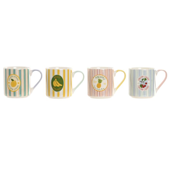 DKD Home Decor Taza Moderna de Porcelana/New Bone Verde/Azul 400ml - Apta Microondas y Lavavajillas (12 Unidades) 8.5 x 9.6 x 12 cm
