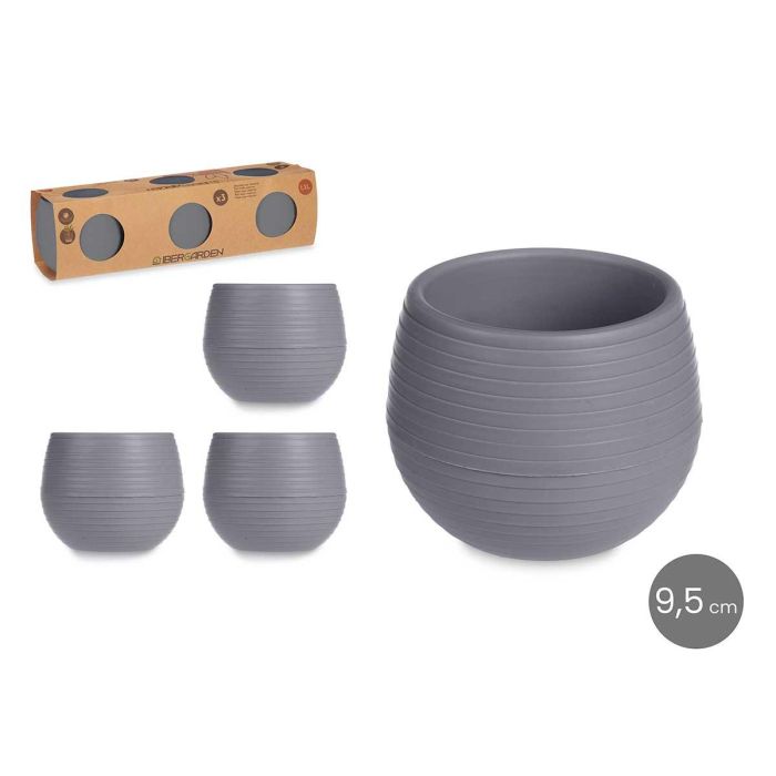 Set 3 Macetas Reserva Agua 9,5 Cm Antracita Ibergarden (6 Unidades) Set 3 Macetas Reserva Agua 9,5 Cm Antracita Ibergarden (6 Unidades)