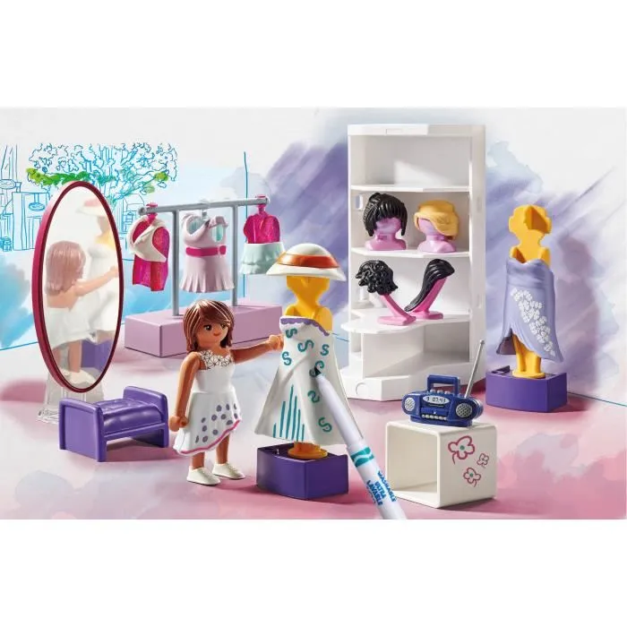 Playmobil Camerino Color, Set de Diseño y Pintura de Ropa con Figuras Lavables y Accesorios
