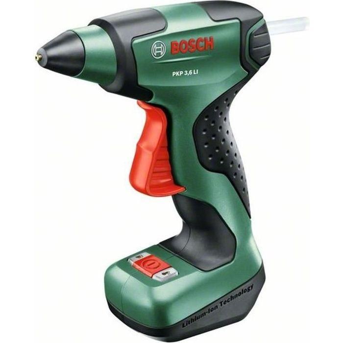 Bosch PKP 3.6 Pistola de pegamento inalámbrica Li-ion 3.6V 1.5 Ah, 30 min autonomía, precalentamiento 15s, incluye 4 barras UltraPower Ø 7mm