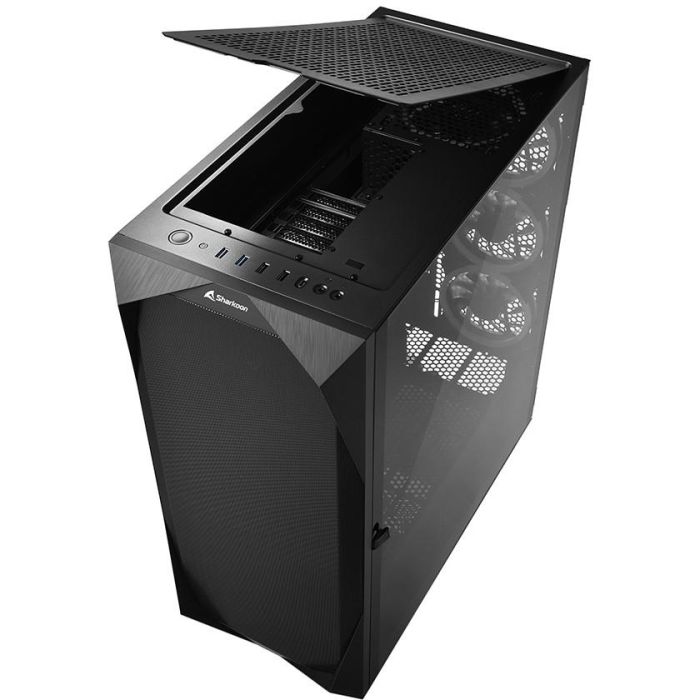Sharkoon REV300 Torre Gaming E-ATX de Alto Rendimiento con 7 Ventiladores PWM, Panel Frontal Rejilla y Cristal Templado Negro 6 Sharkoon REV300 Torre Gaming E-ATX de Alto Rendimiento con 7 Ventiladores PWM, Panel Frontal Rejilla y Cristal Templado Negro 6
