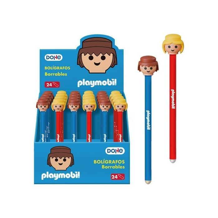 Dohe Bolígrafo Borrable Playmobil 1.0 mm Tinta Azul Expositor 24 Unidades