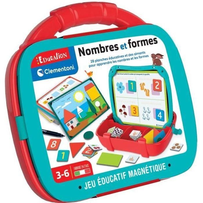 Clementoni 52676 Maletín Magnético Caja de Figuras y Formas. Juego Educativo con Números e Imanes de Colores para Niños de Primaria