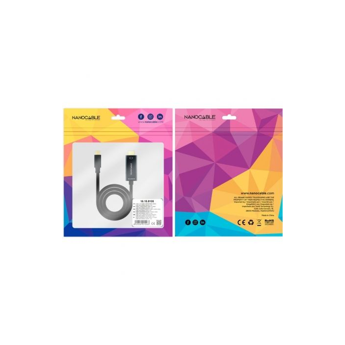 Cable Conversor Nanocable 10.15.5105/ USB Tipo-C Macho - HDMI Macho/ 5m/ Negro 3 Cable Conversor Nanocable 10.15.5105/ USB Tipo-C Macho - HDMI Macho/ 5m/ Negro 3