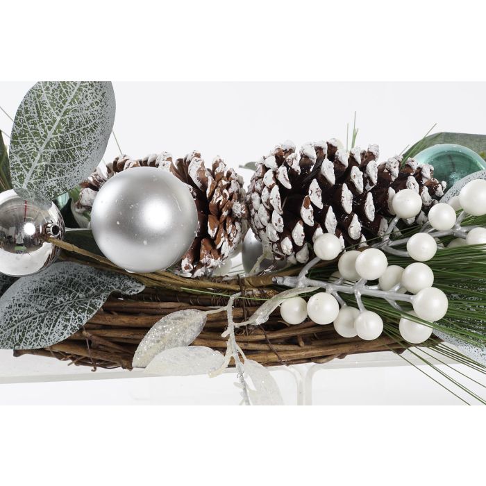 DKD Home Decor Corona de Navidad Moderna, Materiales PVC y Ratán, Colores Azul, Marrón y Blanco, Dimensiones 60x60x12 cm 3 DKD Home Decor Corona de Navidad Moderna, Materiales PVC y Ratán, Colores Azul, Marrón y Blanco, Dimensiones 60x60x12 cm 3
