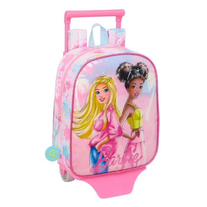 Mochila Escolar con Ruedas Barbie Painterly Rosa Azul cielo 22 x 27 x 10 cm