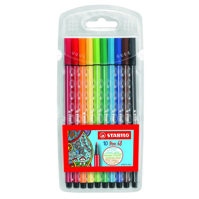 Stabilo Rotuladores Pen 68 C-Surtidos, Estuche Plástico, 10 Unidades Stabilo Rotuladores Pen 68 C-Surtidos, Estuche Plástico, 10 Unidades