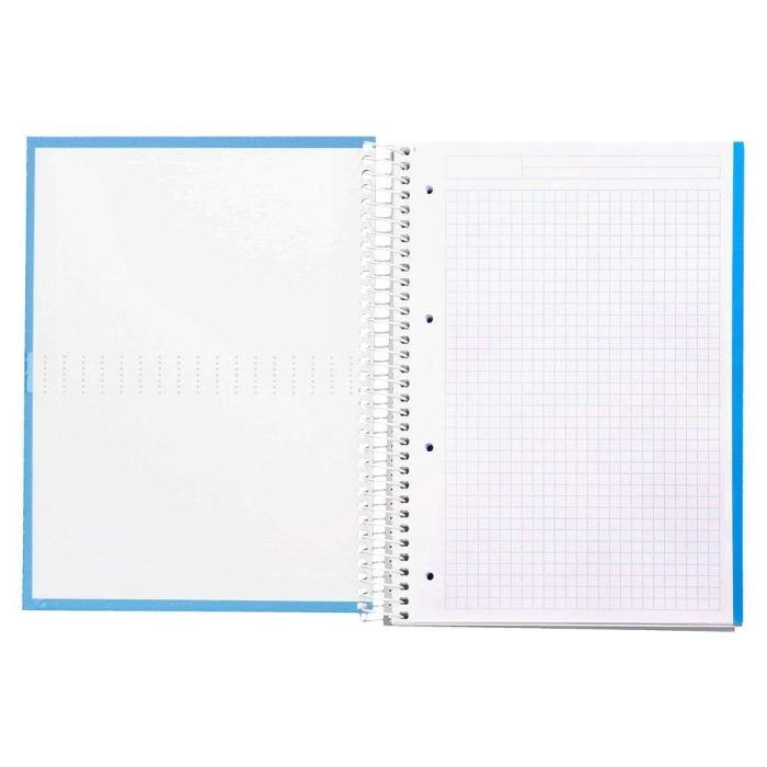 Cuaderno Espiral Liderpapel A4 Micro Crafty Tapa Forrada 120H 90 gr Cuadro 5 mm 5 Bandas 4 Colores Celeste 8