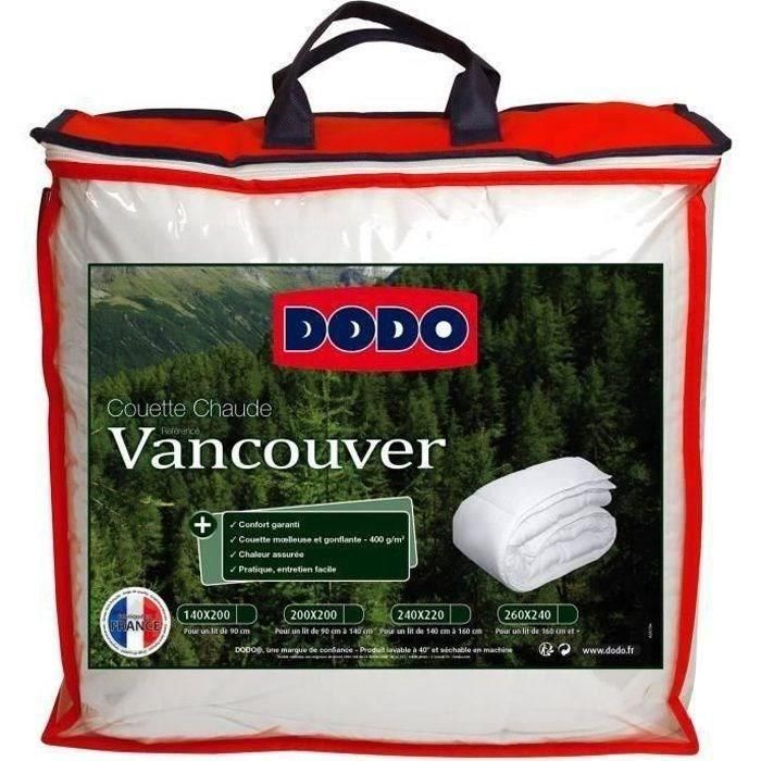 DODO VANCOUVER Edredón Cálido 400 gr/m² 220x240 cm Blanco - Funda Poliéster Algodón - Fabricado en Francia 0 DODO VANCOUVER Edredón Cálido 400 gr/m² 220x240 cm Blanco - Funda Poliéster Algodón - Fabricado en Francia 0