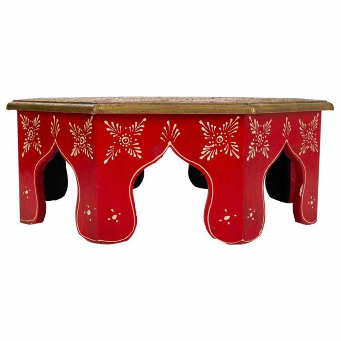 Mesa de Centro Alexandra House Living Blanco Rojo Latón Madera MDF 40 x 15 x 40 cm 4