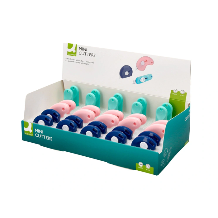 Q-connect Cuter de Seguridad Retractil Mini Plástico, Modelos y Colores Surtidos, Expositor 30 Unidades 7 Q-connect Cuter de Seguridad Retractil Mini Plástico, Modelos y Colores Surtidos, Expositor 30 Unidades 7
