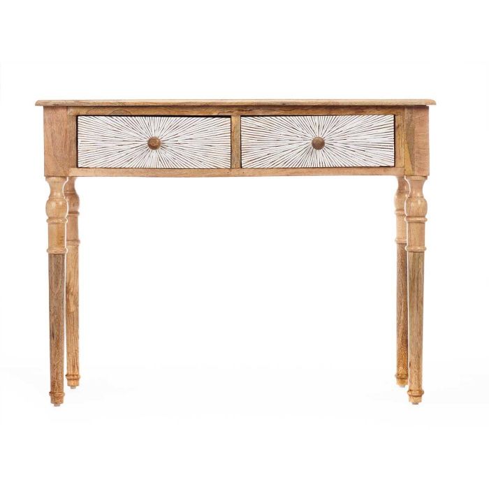 Mesa Recibidor 2 Cajones Lineas Natural Blanco Giftdecor 98x77x42 cm Madera 2 Mesa Recibidor 2 Cajones Lineas Natural Blanco Giftdecor 98x77x42 cm Madera 2
