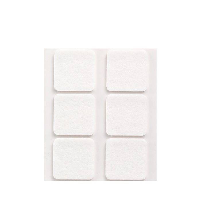 Inofix Plasfix - Pack 6 fieltros blancos sintéticos adhesivos 31x31mm, lana acrílica, protege suelos y reduce ruido