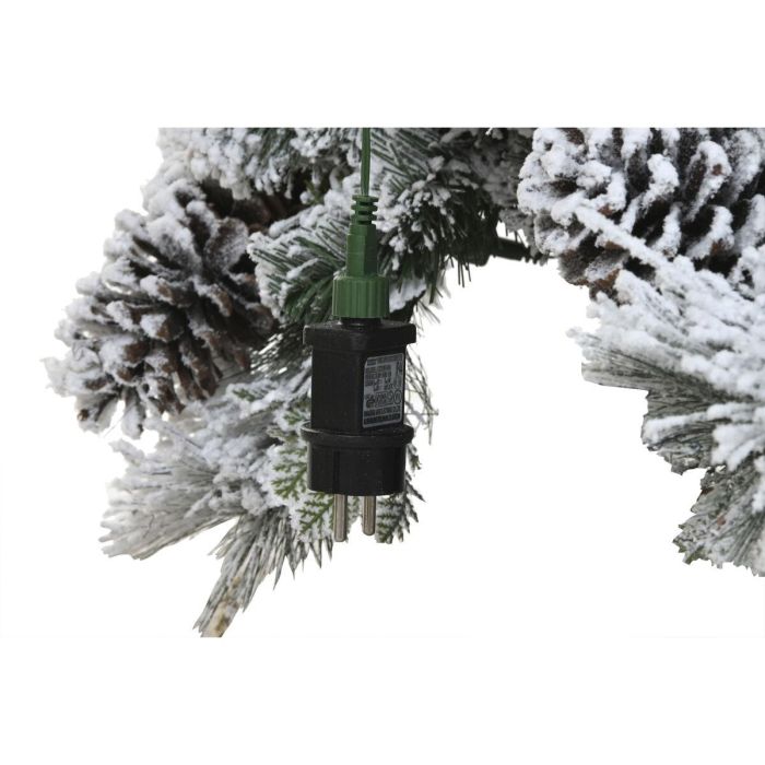 DKD Home Decor Árbol de Navidad Artificial Alpina Blanco PVC con Luz Cálida LED, Piñas, 1312 Ramas y 240 cm Alto 4